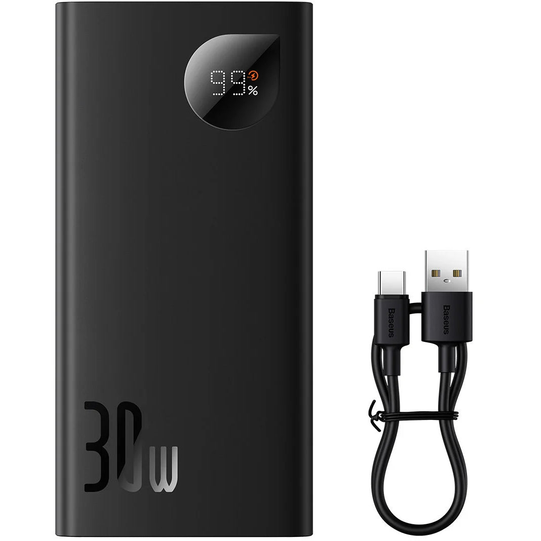 Batería Externa Baseus Adaman2, 10000mAh, 30W, QC + PD, 1 x USB-C - 2 x USB-A, Negra PPAD040101
