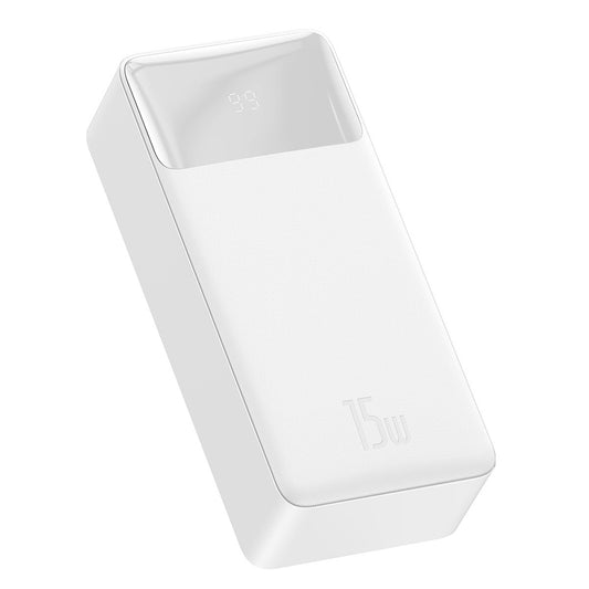 Batería Externa Baseus Bipow, 30000mAh, 15W, 1 x USB-C - 2 x USB-A, Blanca PPBD050202