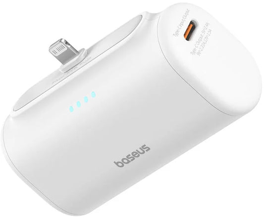 Batería Externa Baseus Compact, 5000mAh, 20W, PD, 1 x Lightning - 1 x USB-C, Blanca P10068307213-00