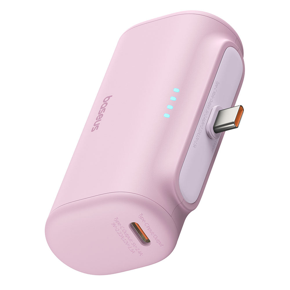 Batería Externa Baseus Compact, 5000mAh, 20W, PD, 2 x USB-C, Rosa P10068306413-00