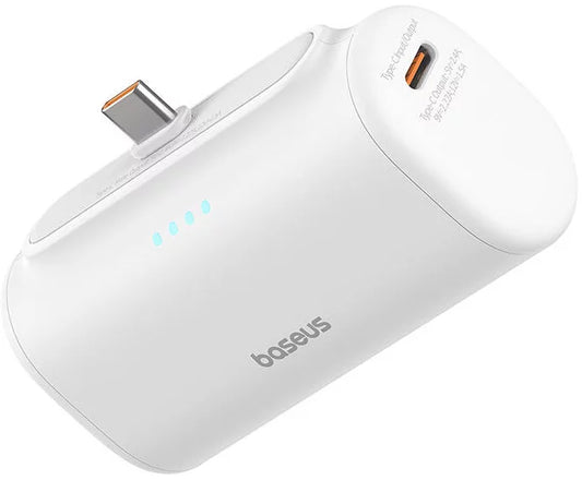 Batería Externa Baseus Compact, 5000mAh, 20W, PD, 2 x USB-C, Blanca P10068306213-00