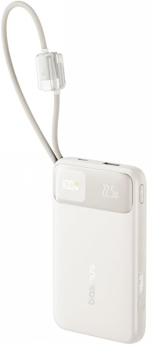 Batería Externa Baseus EnerFill FC11, 10000mAh, 22.5W, QC + PD, 1 x USB-A - 3 x USB-C, Beige E0030401