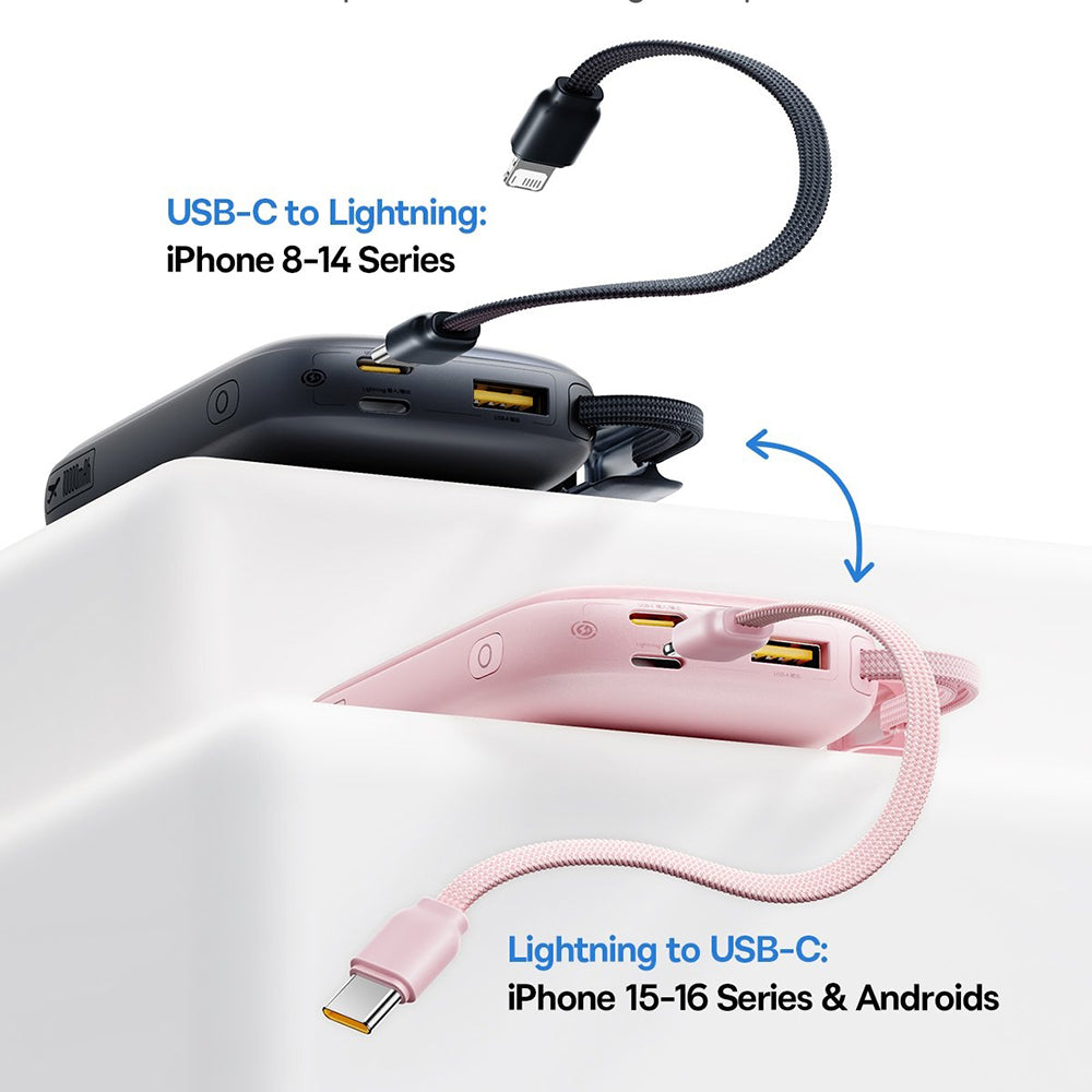 Batería Externa Baseus EnerFill FC21 Qpow 3 Ultra, 10000mAh, 45W, QC + PD, 1 x USB-A - 1 x USB-C, Rosa E0027Q02