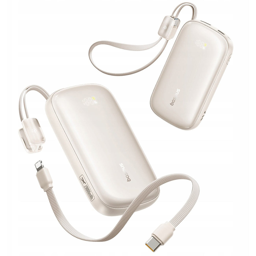 Batería Externa Baseus EnerFill FC21 Qpow 3 Ultra, 20000mAh, 45W, QC + PD, 1 x USB-A - 1 x USB-C, Beige E0027P01