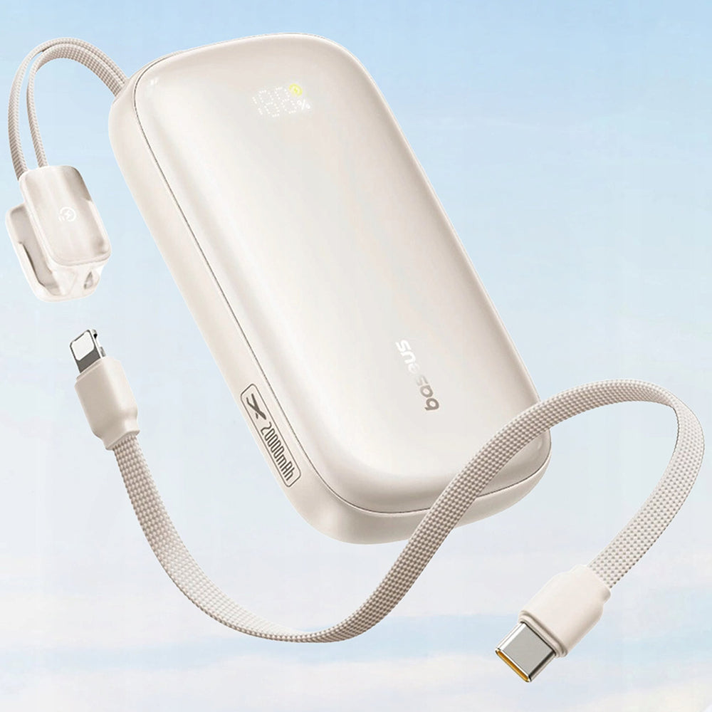 Batería Externa Baseus EnerFill FC21 Qpow 3 Ultra, 20000mAh, 45W, QC + PD, 1 x USB-A - 1 x USB-C, Beige E0027P01