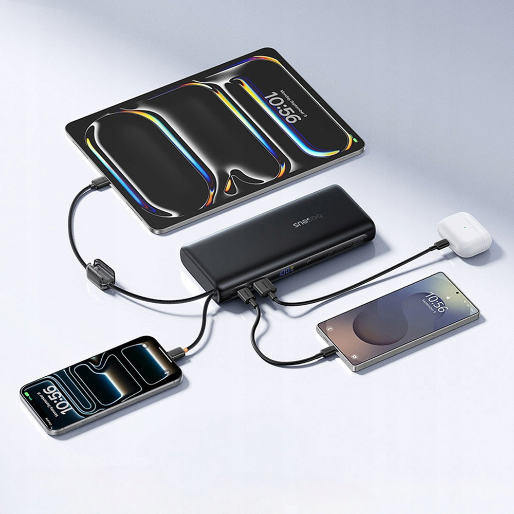Batería Externa Baseus EnerFill FC41, 25000mAh, 145W, QC + PD, 1 x USB-A - 3 x USB-C, Negra E0028H03