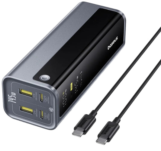Batería Externa Baseus EnerGeek GP12, 20800mAh, 145W, QC + PD, 2 x USB-A - 2 x USB-C, Gris P10082109813-00