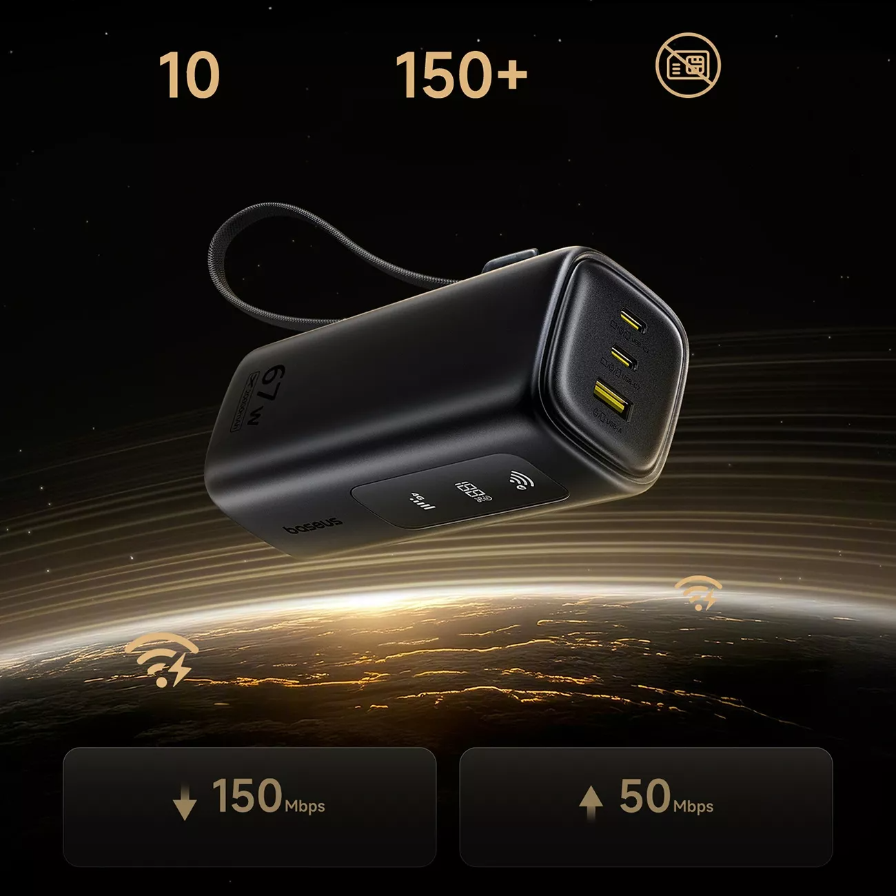 Batería Externa Baseus EnerGeek GX11, 20000mAh, 67W, QC + PD, 1 x USB-A - 2 x USB-C, Negra E0025701