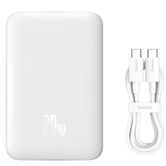 Batería Externa Baseus Magnetic Mini, 10000mAh, 20W, PD + FQI, 1 x USB-C, Blanca P10059001223-00
