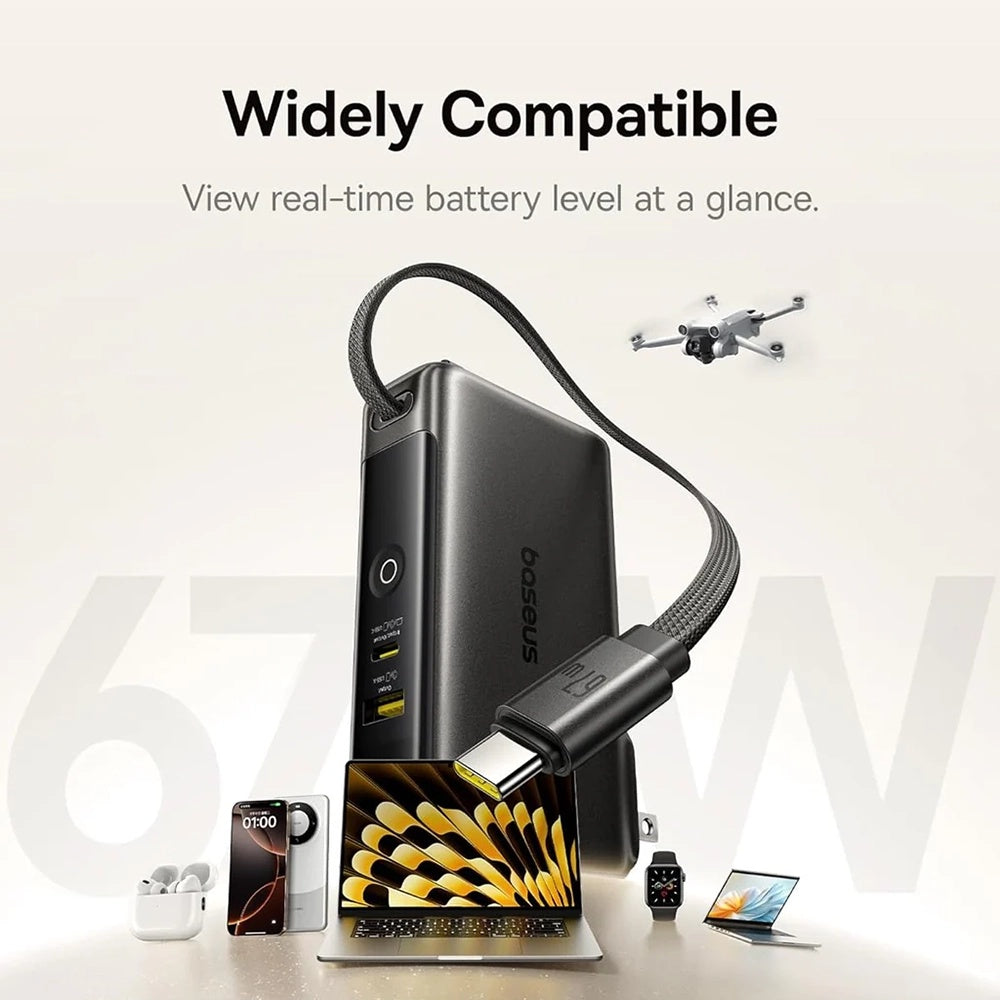 Batería Externa Baseus Nomos NT11 Omni US, 10000mAh, 67W, QC + PD, 1 x USB-A - 2 x USB-C, Negra P10078807123-00