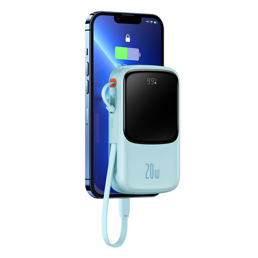Batería Externa Baseus Qpow Pro, 20000mAh, 20W, QC + PD, 1 x Lightning - 1 x USB-A - 1 x USB-C, Azul PPQD030003