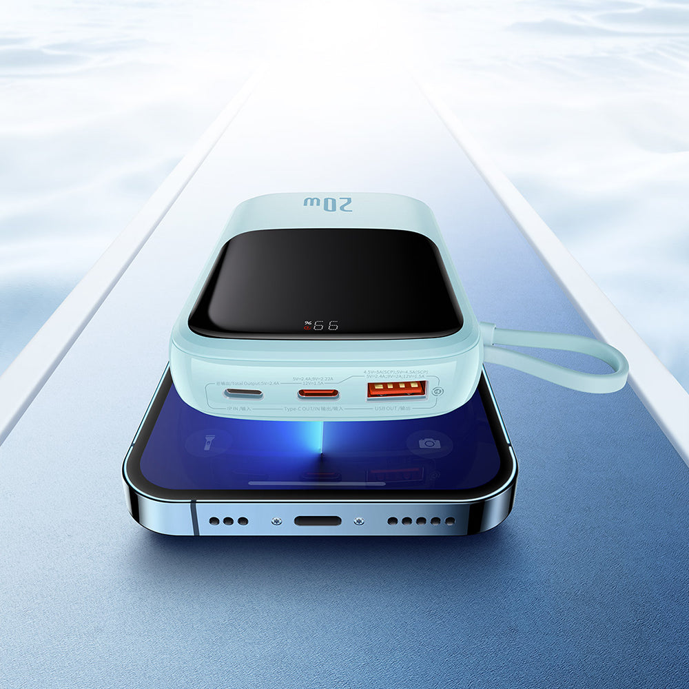 Batería Externa Baseus Qpow Pro, 20000mAh, 20W, QC + PD, 1 x Lightning - 1 x USB-A - 1 x USB-C, Azul PPQD030003