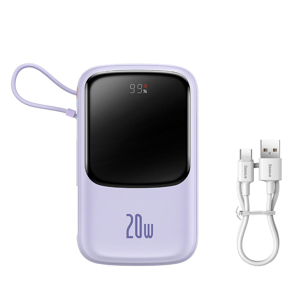 Batería Externa Baseus Qpow Pro, 20000mAh, 20W, QC + PD, 1 x Lightning - 1 x USB-A - 1 x USB-C, Morado PPQD030005