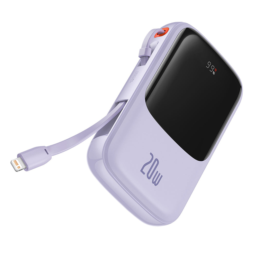 Batería Externa Baseus Qpow Pro, 20000mAh, 20W, QC + PD, 1 x Lightning - 1 x USB-A - 1 x USB-C, Morado PPQD030005