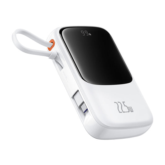 Batería Externa Baseus Qpow Pro+, 10000mAh, 22.5W, QC + PD, 1 x USB-A - 2 x USB-C, Blanca P10067101213-00