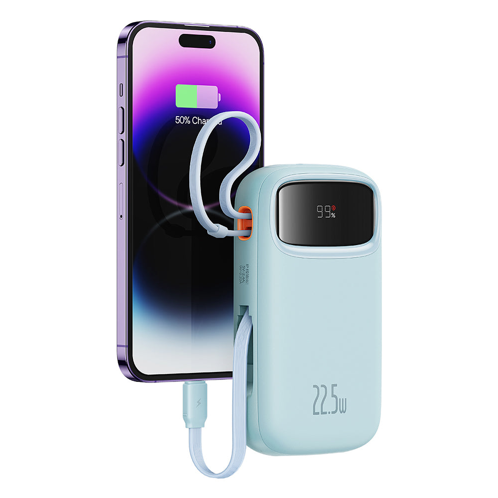 Batería Externa Baseus Qpow Pro+, 20000mAh, 22.5W, QC + PD, 1 x Lightning - 1 x USB-A - 2 x USB-C, Azul P10055002313-00