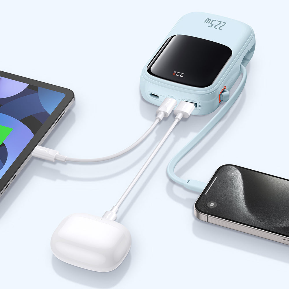 Batería Externa Baseus Qpow Pro+, 20000mAh, 22.5W, QC + PD, 1 x USB-A - 2 x USB-C, Azul P10067103313-00