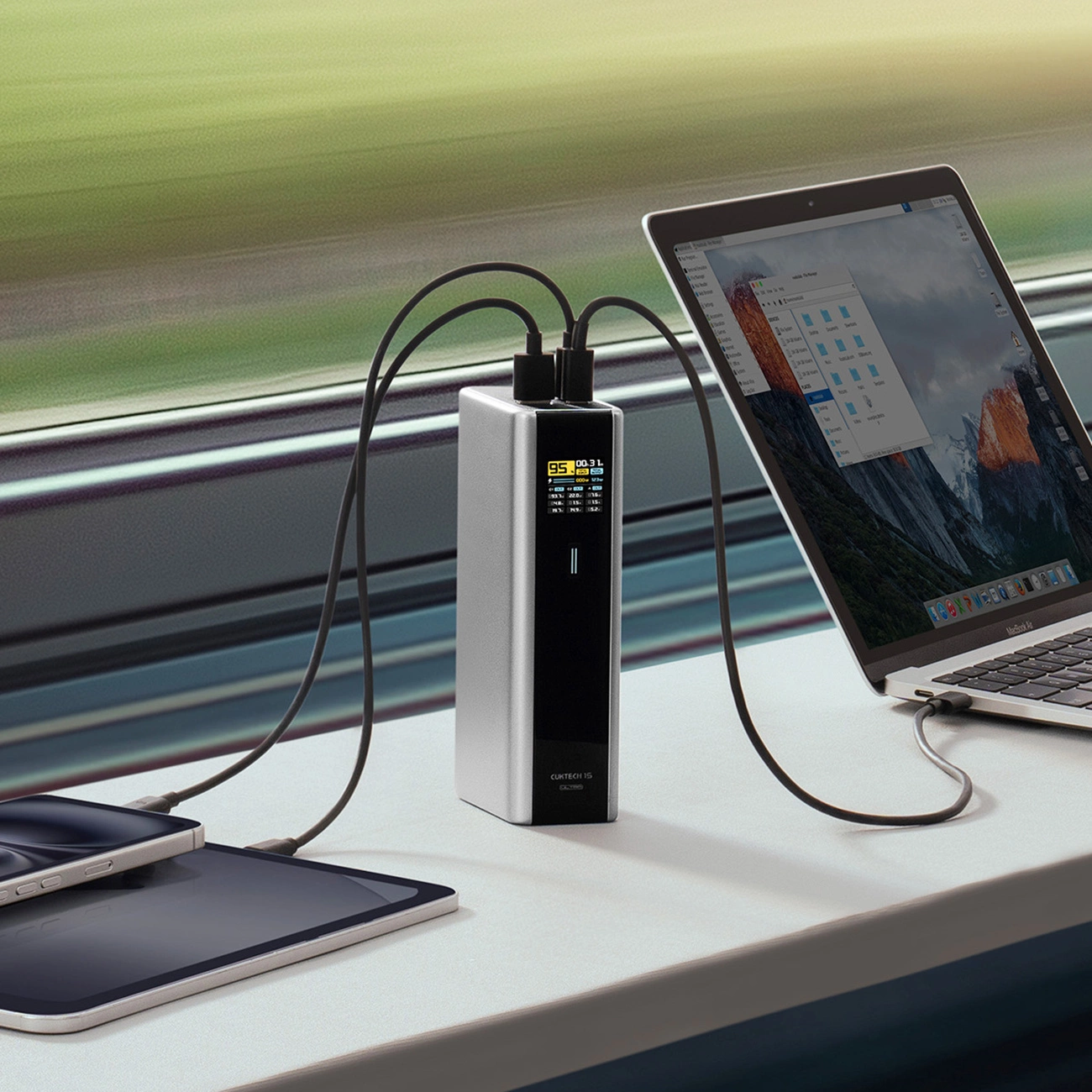 Batería Externa Cuktech, 20000mAh, 210W, QC + PD, 1 x USB-A - 2 x USB-C, Gris CKPB200UGLGR