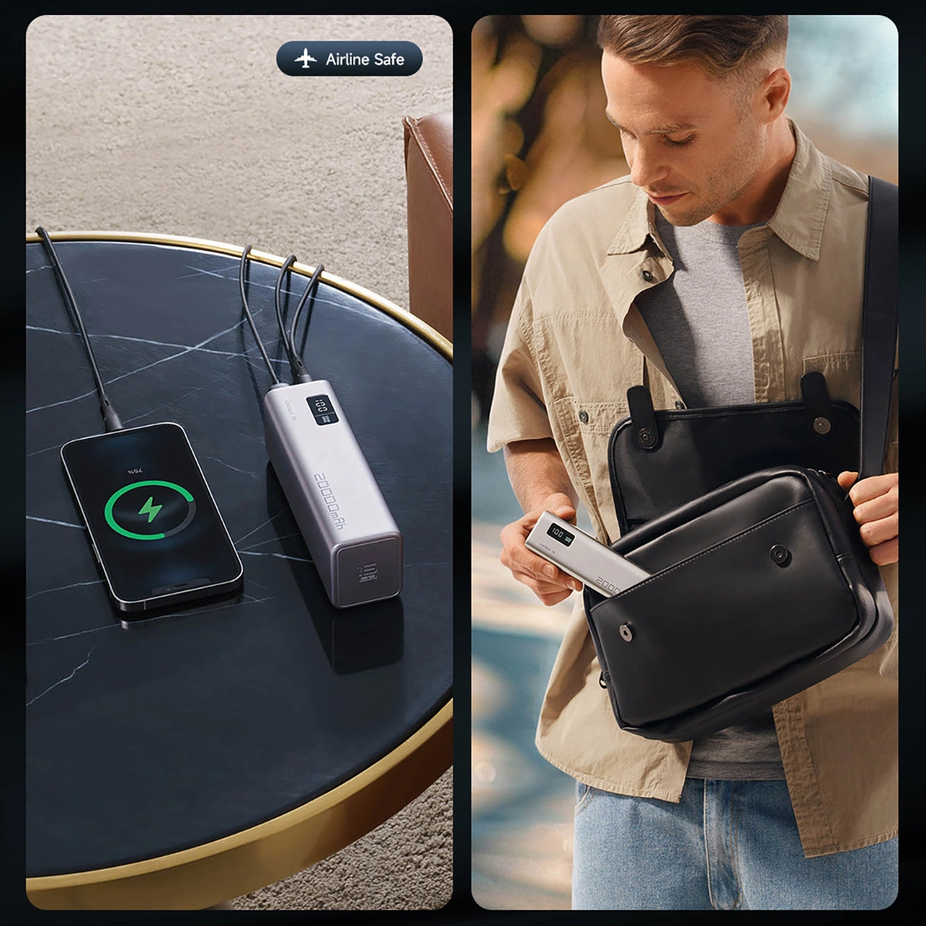 Cuktech External Battery, 20000mAh, 100W, QC + PD, 1 x USB-A - 2 x USB-C, Gray CUKP200XGLGR