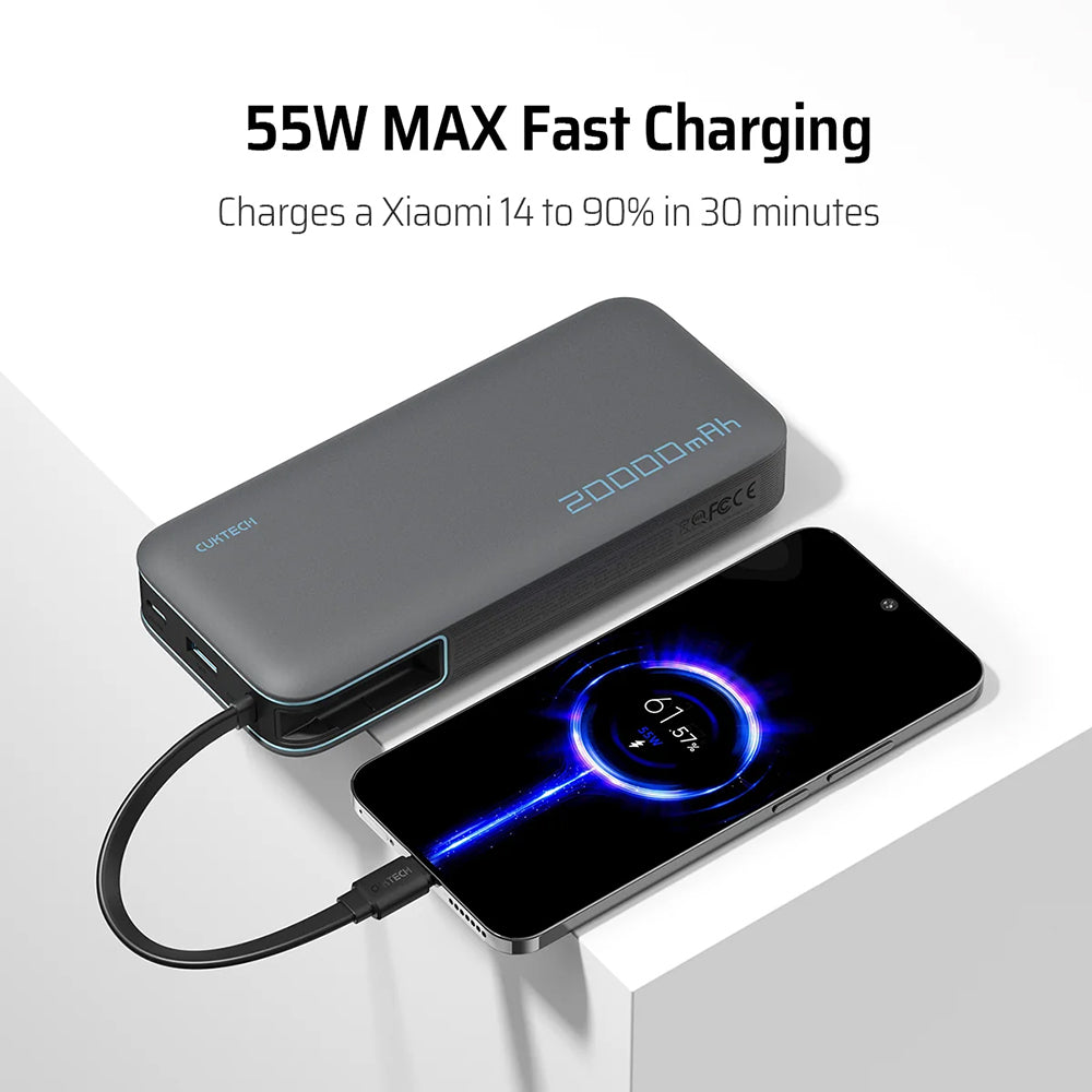 Batería Externa Cuktech LPB200N, 20000mAh, 45W, QC + PD, 1 x USB-A - 2 x USB-C, Blanca CUKP200NGLLG