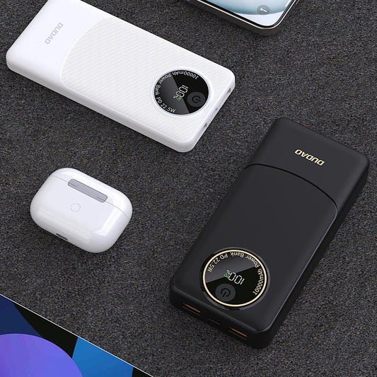 Batería Externa Dudao K12, 10000mAh, 22.5W, QC + PD, 1 x USB-C - 2 x USB-A, Blanca