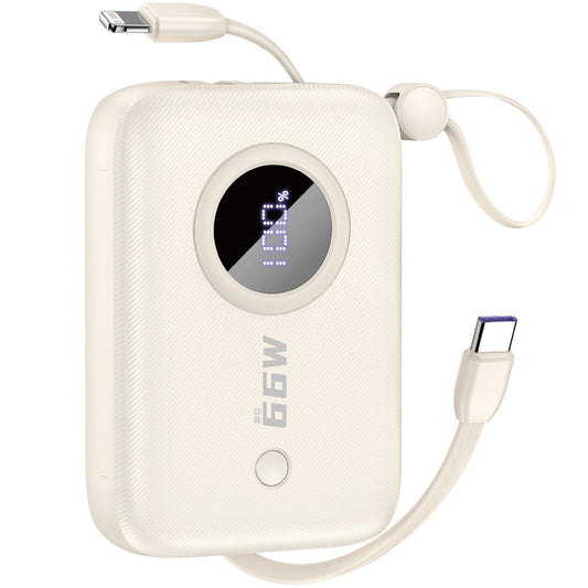 Batería externa Dudao K14, 10000mAh, 66W, QC + PD, 1 x USB-A - 1 x USB-C, Beige