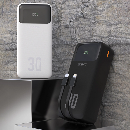 Dudao K15MAX External Battery, 30000mAh, 22.5W, QC + PD, 1 x USB-A - 2 x Lightning - 2 x USB-C, Black