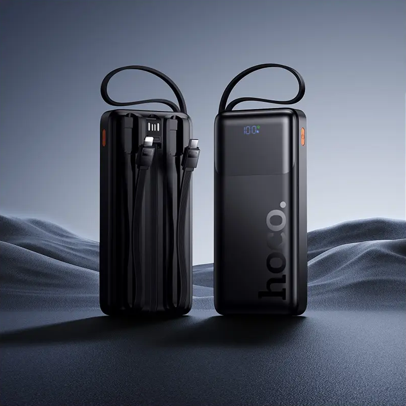 Batería Externa HOCO J156 Founder, 10000mAh, 22.5W, QC + PD, 1 x Lightning - 1 x microUSB - 1 x USB-A - 2 x USB-C, Negra