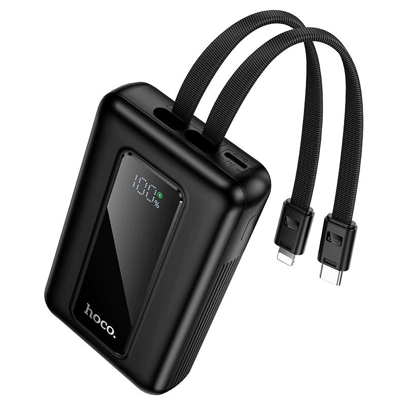 Batería Externa HOCO J162, 10000mAh, 22.5W, QC + PD, 1 x Lightning - 1 x USB-A - 2 x USB-C, Negra