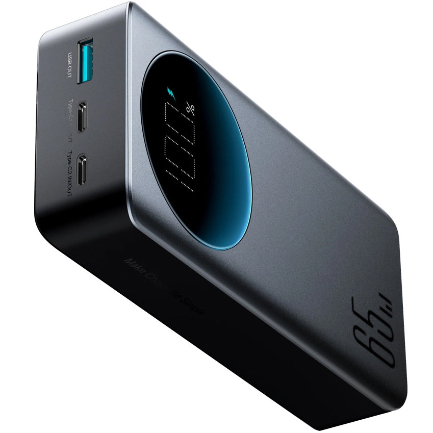 Batería Externa Joyroom JR-PBF05, 30000mAh, 65W, QC + PD, 1 x USB-A - 2 x USB-C, Negra