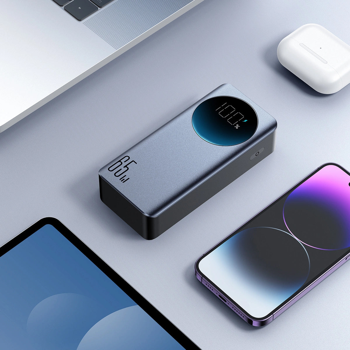 Batería Externa Joyroom JR-PBF05, 30000mAh, 65W, QC + PD, 1 x USB-A - 2 x USB-C, Negra