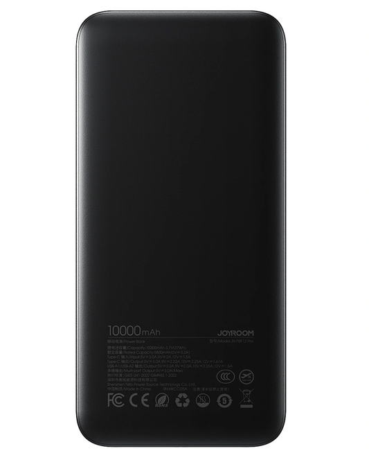 Batería Externa Joyroom JR-PBF12 Pro, 10000mAh, 22.5W, QC + PD, 1 x USB-C - 2 x USB-A, Negra