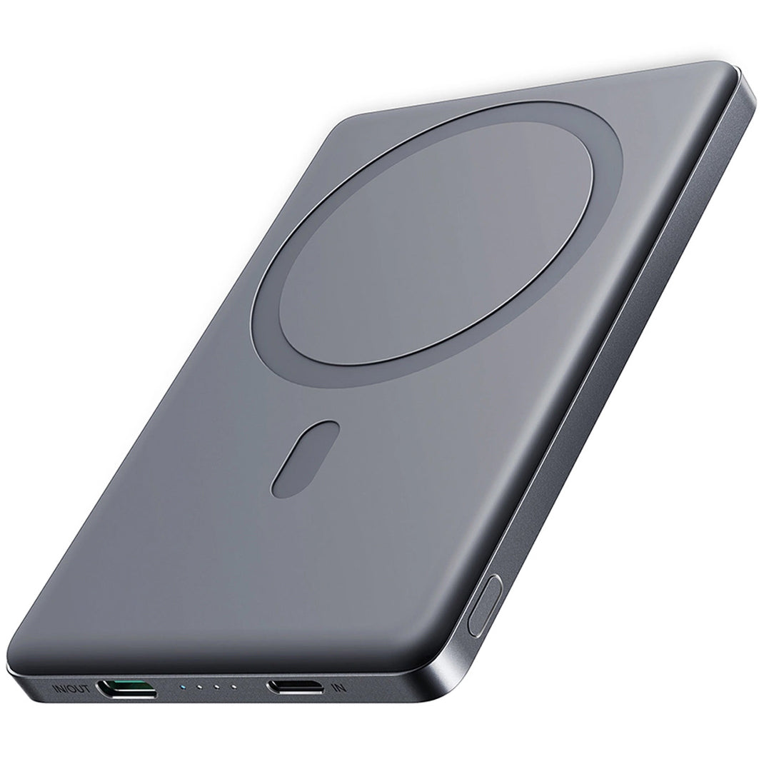 Batería Externa Inalámbrica Joyroom JR-PBM08, 5000mAh, 20W, PD + FQI, 1 x QI - 1 x USB-C, Gris