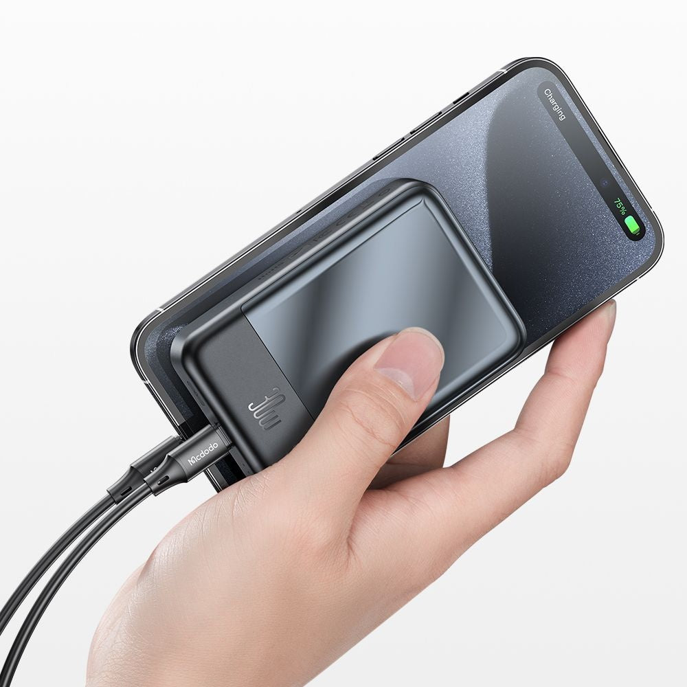Batería Externa Inalámbrica McDodo MC-5931 Ambilight, 10000mAh, 30W, PD + FQI, 1 x QI - 1 x USB-C, Negra