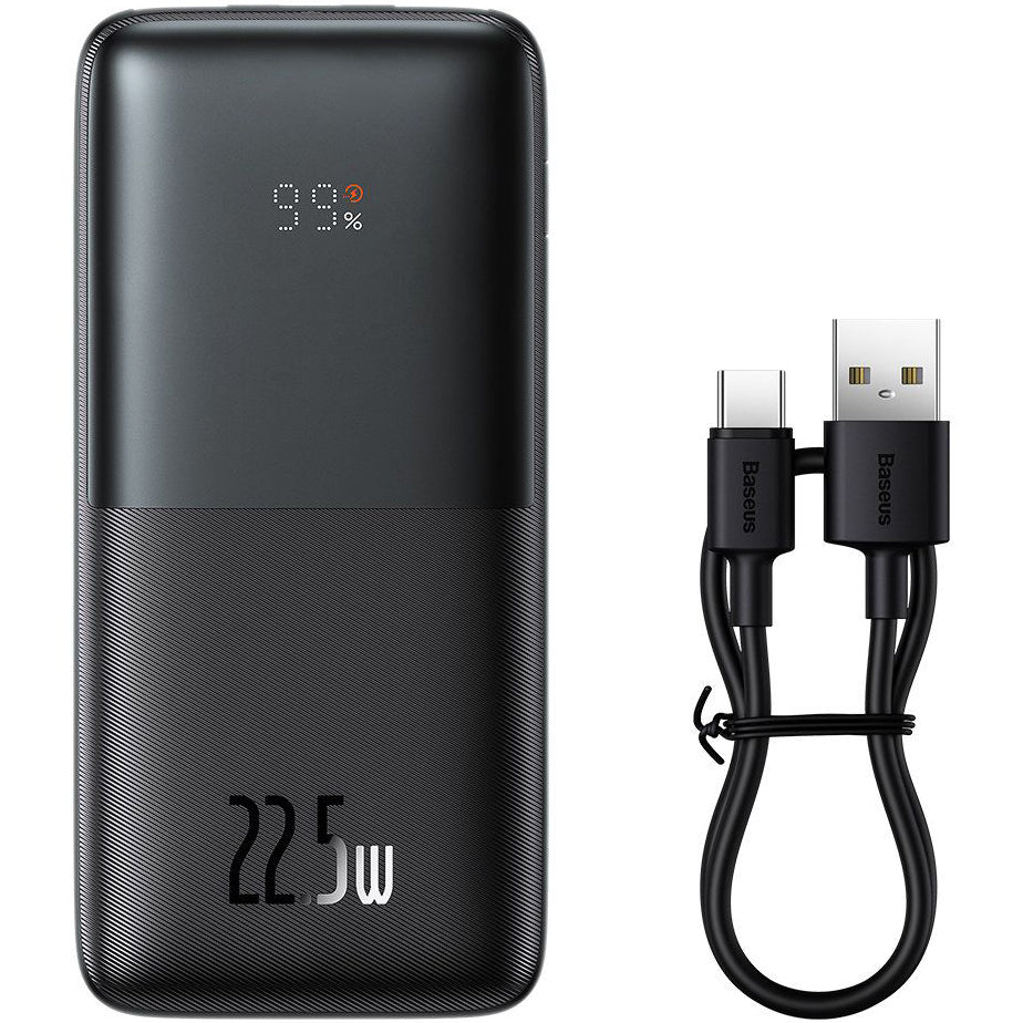 Batería Externa Baseus Bipow Pro, 10000mAh, 22.5W, QC + PD, 1 x USB-C - 2 x USB-A, Negra PPBD040001