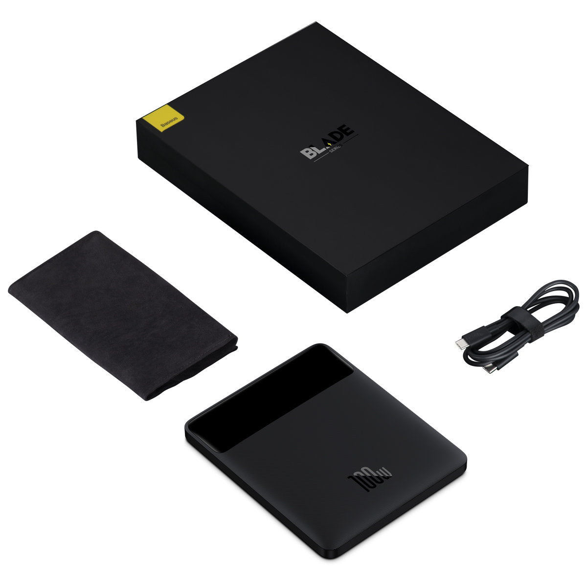 Batería Externa Baseus Blade Ultrathin, 20000mAh, 100W, QC + PD, 2 x USB-A - 2 x USB-C, Negra PPBL000201
