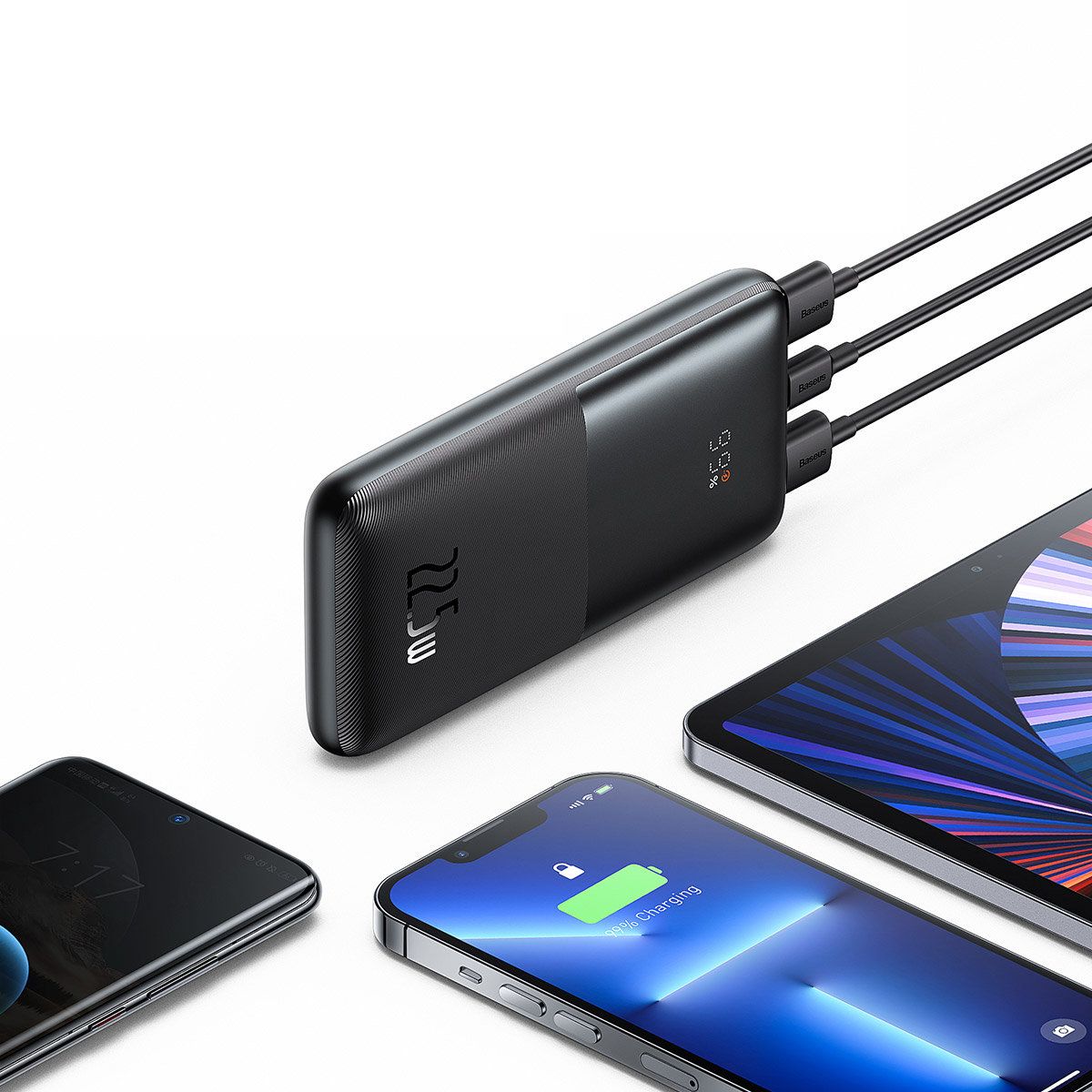 Batería Externa Baseus Bipow Pro, 10000mAh, 22.5W, QC + PD, 1 x USB-C - 2 x USB-A, Negra PPBD040001