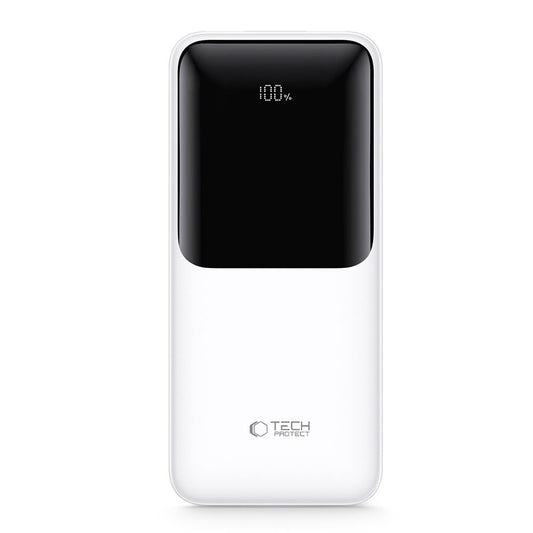 Batería Externa Tech-Protect PB01, 10000mAh, 22.5W, QC + PD, 1 x USB-C - 2 x USB-A, Blanca
