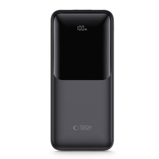 Batería Externa Tech-Protect PB01, 10000mAh, 22.5W, QC + PD, 1 x USB-C - 2 x USB-A, Negra