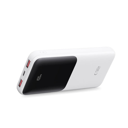 Batería Externa Tech-Protect PB01, 10000mAh, 22.5W, QC + PD, 1 x USB-C - 2 x USB-A, Blanca
