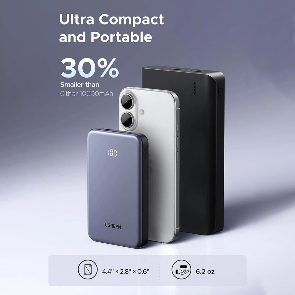 Batería Externa UGREEN 75131B, 10000mAh, 22.5W, QC + PD, 1 x USB-A - 1 x USB-C, Gris
