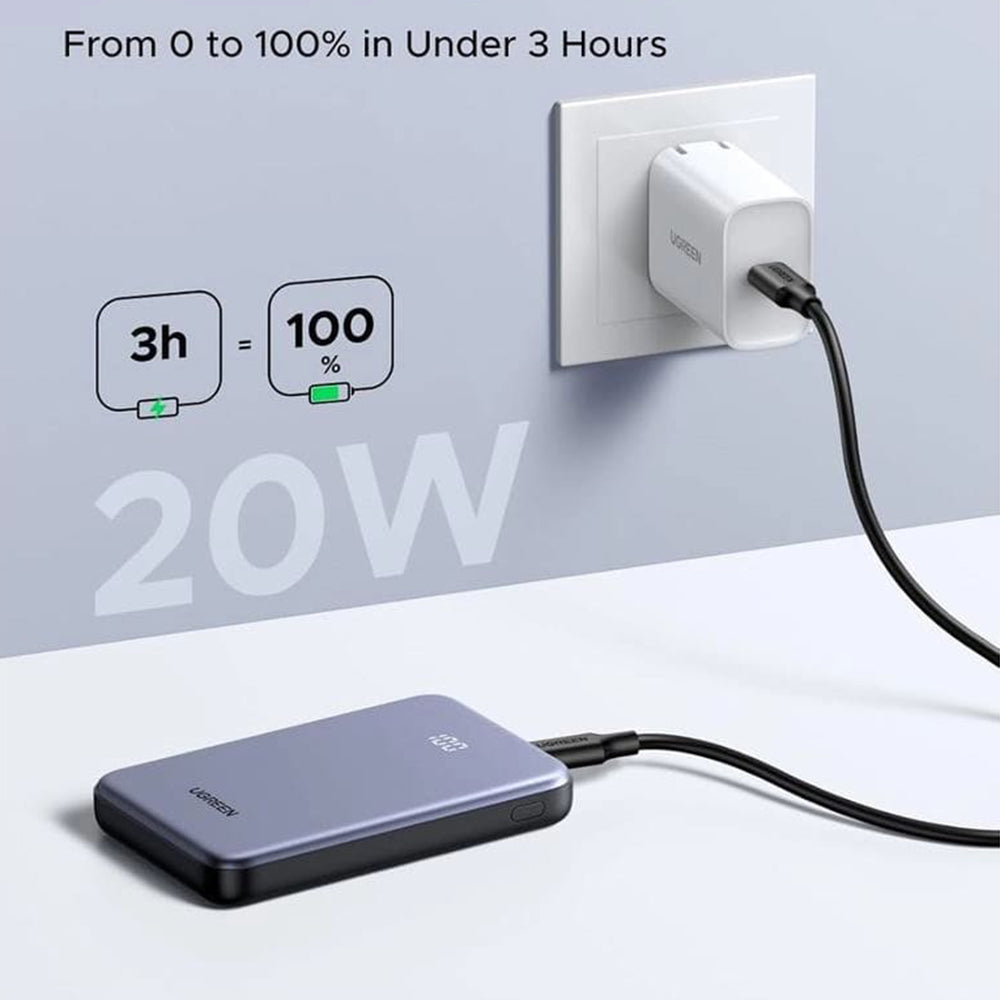 Batería Externa UGREEN 75131B, 10000mAh, 22.5W, QC + PD, 1 x USB-A - 1 x USB-C, Gris