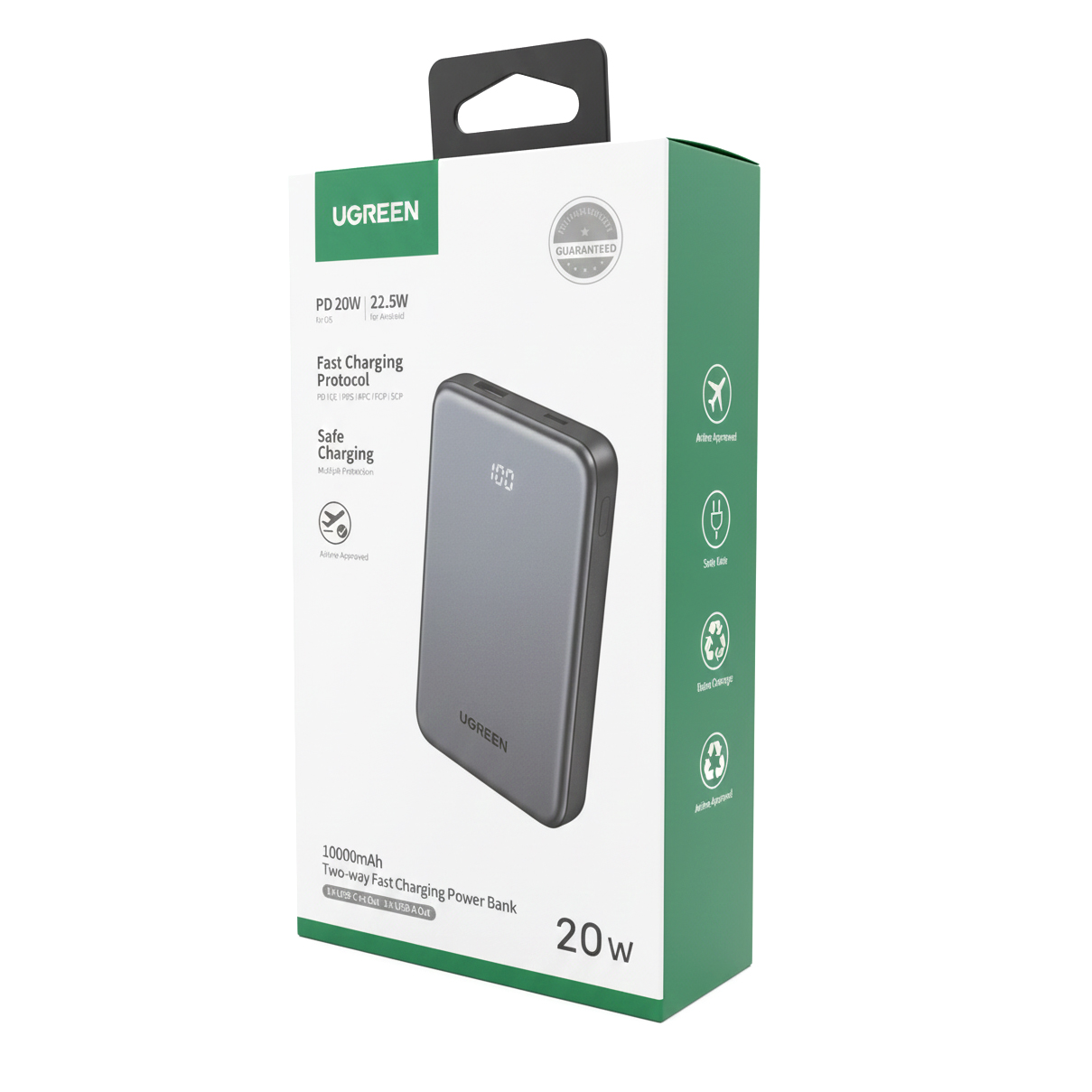Batería Externa UGREEN 75131B, 10000mAh, 22.5W, QC + PD, 1 x USB-A - 1 x USB-C, Gris
