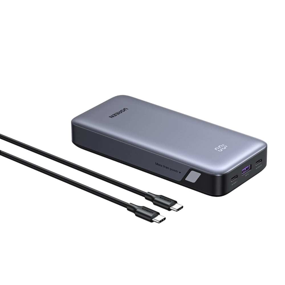 Batería Externa UGREEN Nexode PB532 (55989B), 20000mAh, 30W, QC + PD, 1 x USB-A - 2 x USB-C, Gris