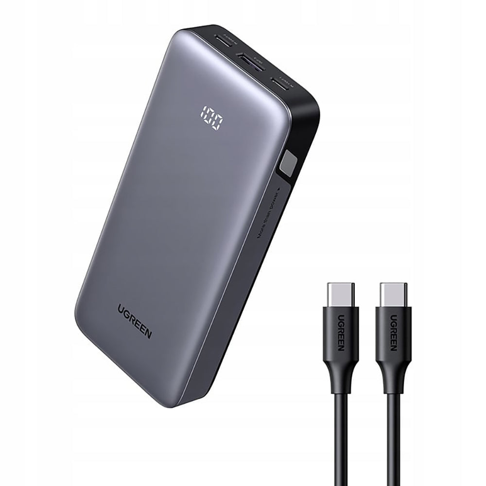 Batería Externa UGREEN Nexode PB532 (55989B), 20000mAh, 30W, QC + PD, 1 x USB-A - 2 x USB-C, Gris