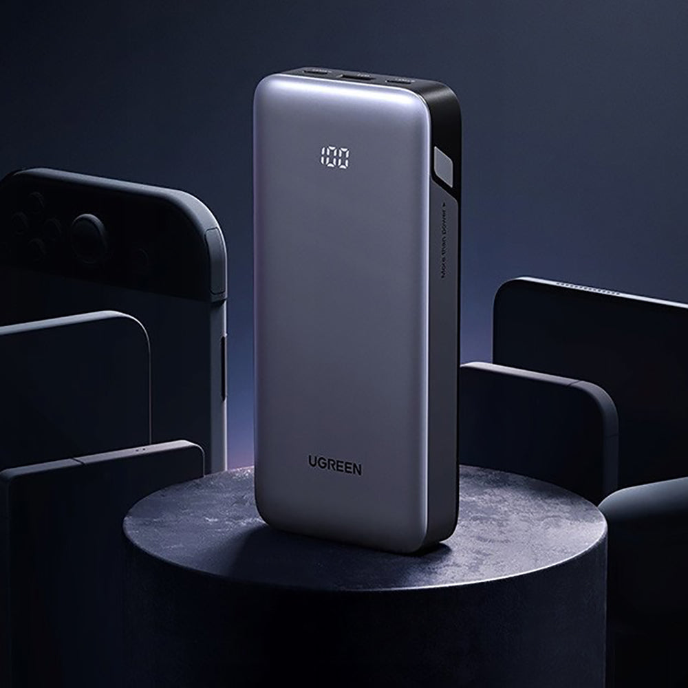 Batería Externa UGREEN Nexode PB532 (55989B), 20000mAh, 30W, QC + PD, 1 x USB-A - 2 x USB-C, Gris