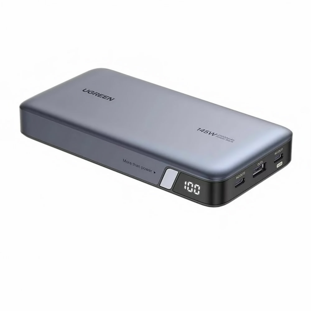 Batería Externa UGREEN PB205, 25000mAh, 145W, QC + PD, 1 x USB-A - 2 x USB-C, Gris