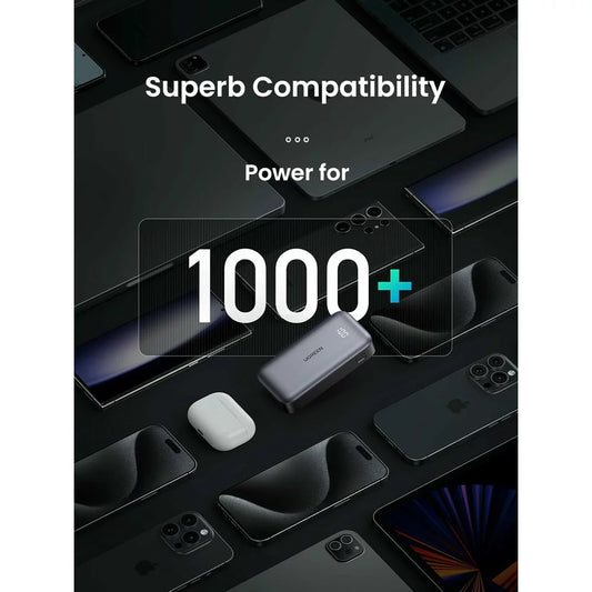 Batería Externa UGREEN PB502, 10000mAh, 30W, QC + PD, 1 x USB-A - 1 x USB-C, Gris