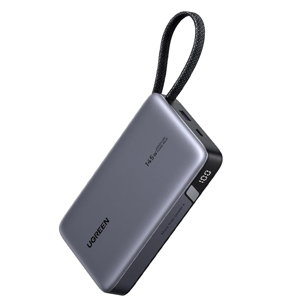 Batería Externa UGREEN PB551 (55992B), 20000mAh, 145W, QC + PD, 1 x USB-A - 2 x USB-C, Gris