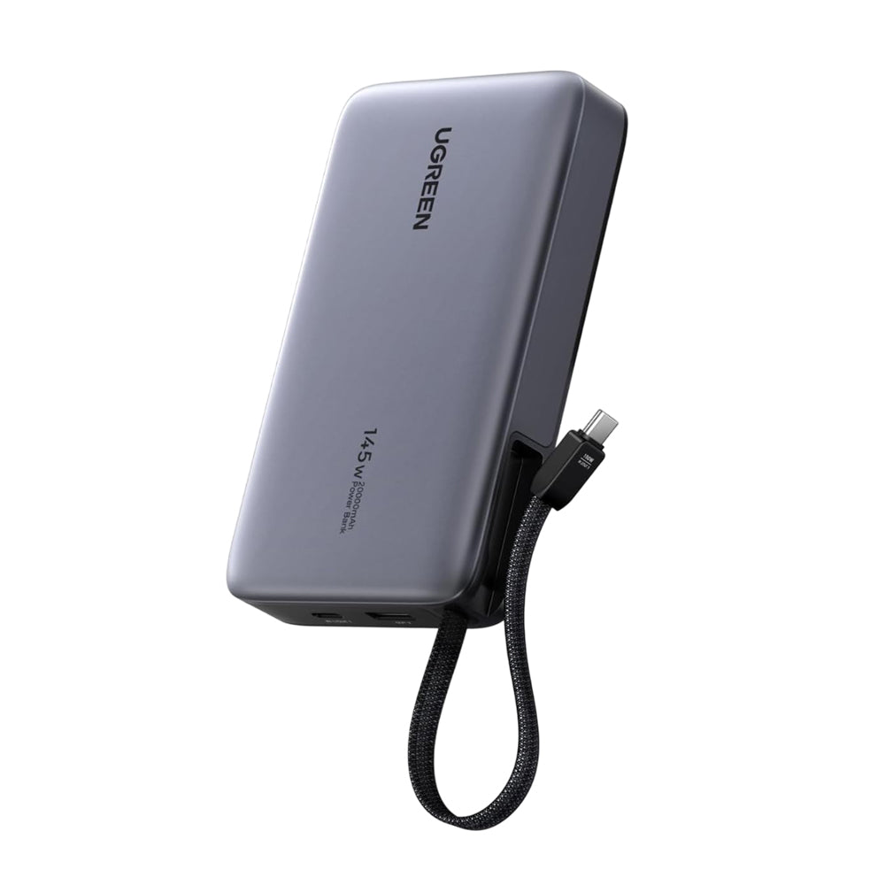 Batería Externa UGREEN PB551 (55992B), 20000mAh, 145W, QC + PD, 1 x USB-A - 2 x USB-C, Gris